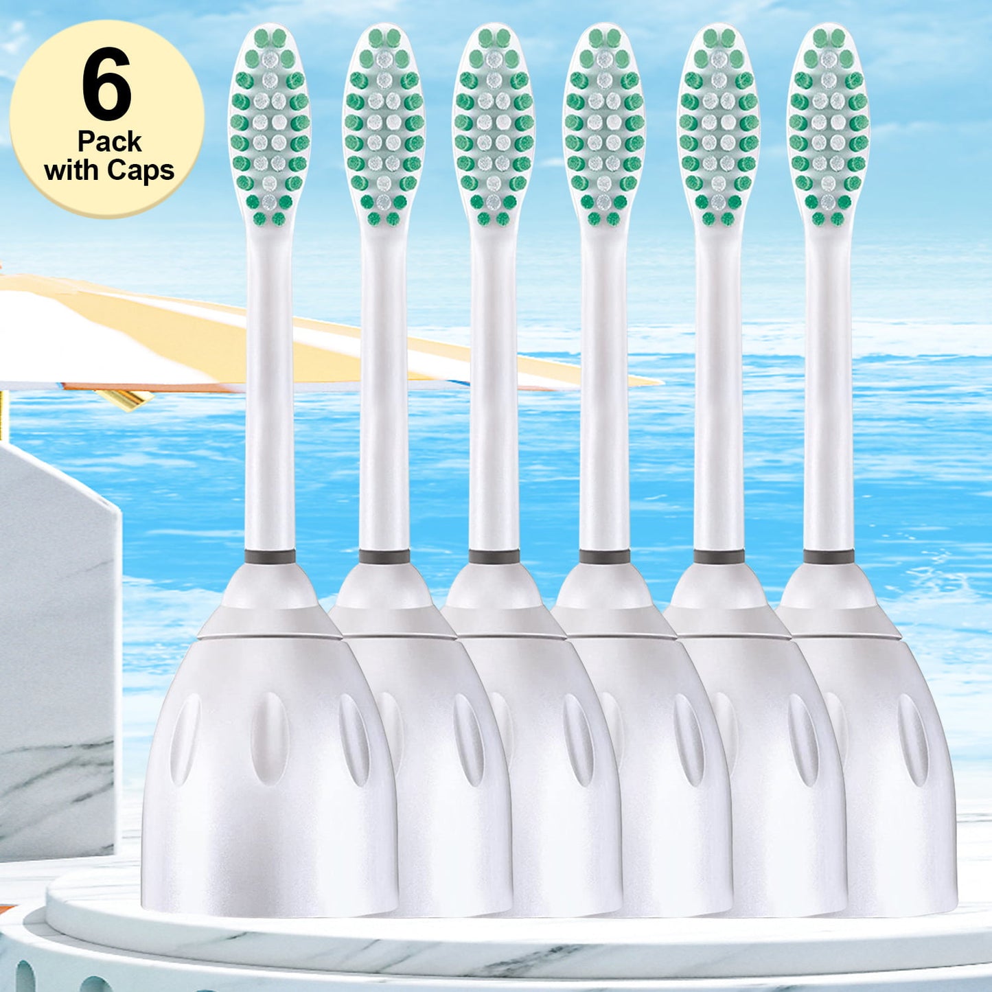 6 Sonic Replacement Toothbrush Heads Compatible with Philips-Sonicare E HX7022 Screw-on Electric Brush Handles