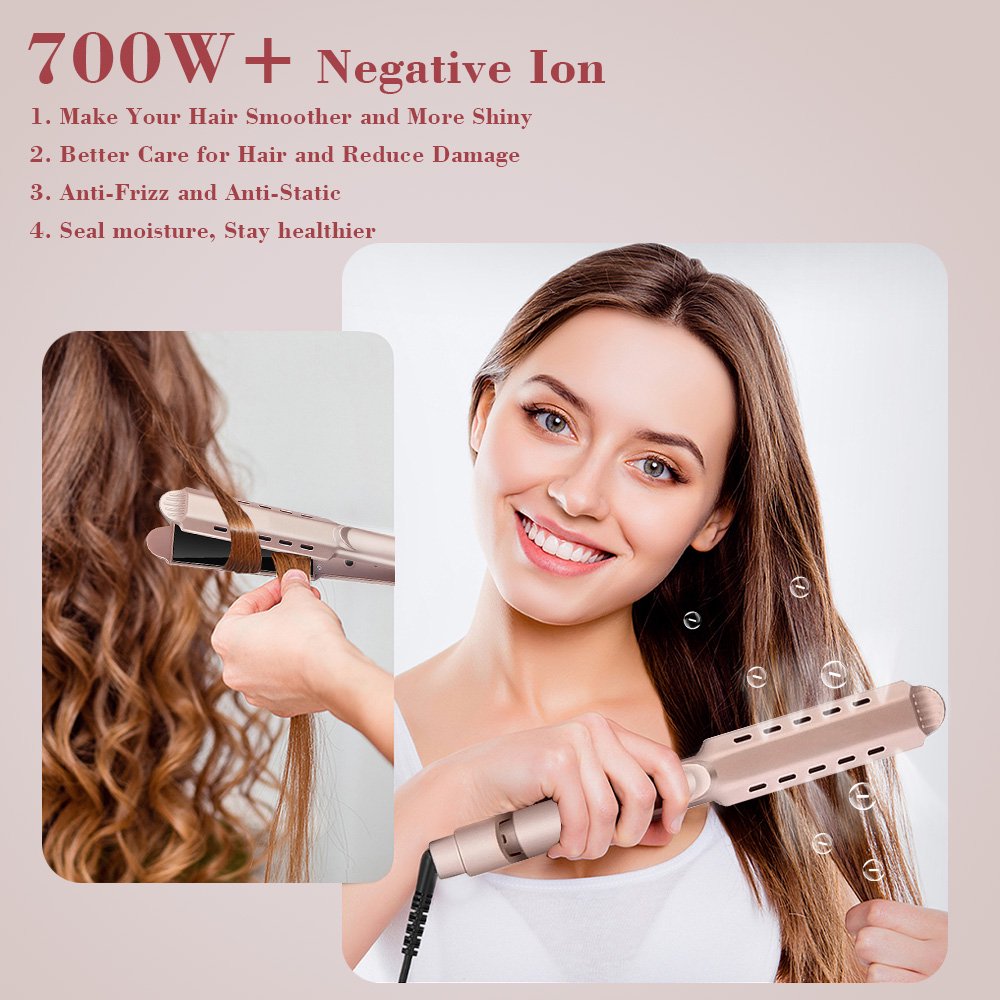 2 in 1 Flat Iron, Laverner Hair Straightener and Curling Iron, Tourmaline Ceramic Twist Straightening Flat Iron for Curls, Waves, Straight hair