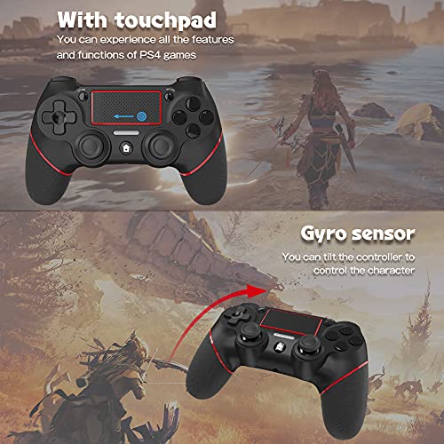 CZN Replacement for PS4 Controller, Compatible with PS4/Pro/Slim, Gamepad/Joystick Intended for Wireless PS4 Controller (red)