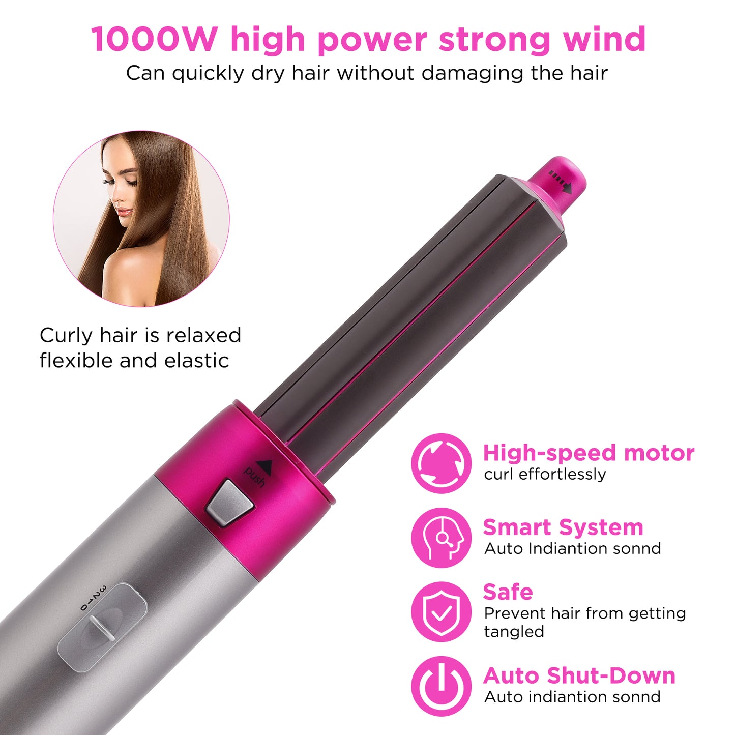 Elecsop 5 in 1 Hair Blower Brush Hair dryer, Electric Ceramic Hair Comb Rotating Hot Air Brush for All Hairstyle