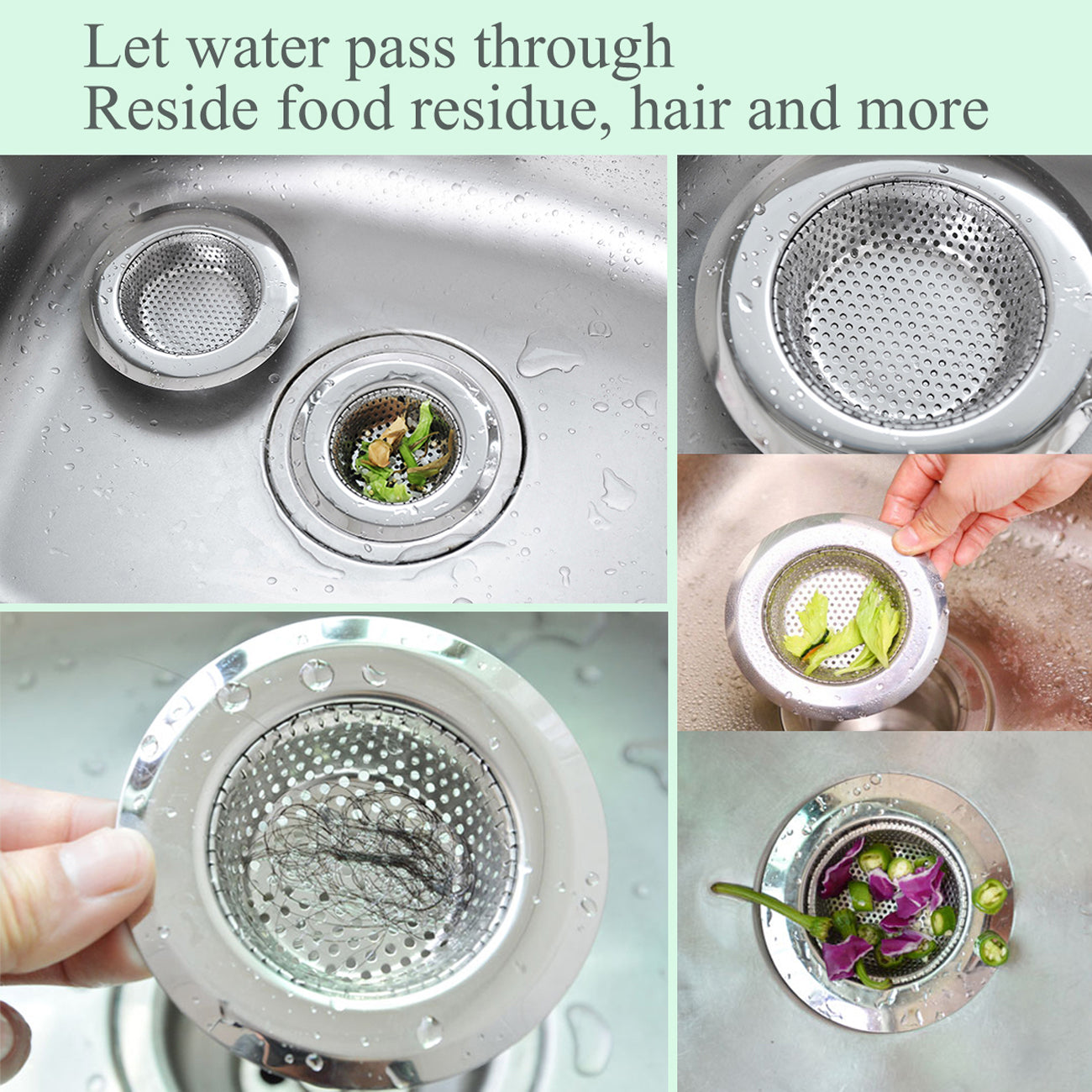 Kitchen Sink Strainer, 4.4" Stainless Steel Large Wide Rim Sink Mesh Stopper for Kitchen Drain, Basket Filter Food Catcher for Most Sink Drains, Kitchen, Shower & Utility Rooms, Silver