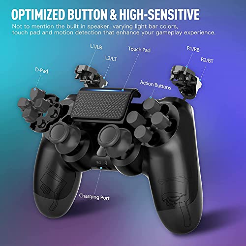 YCCTEAM Wireless Game Controller Compatible with PS4/PS4 Slim with Enhanced Dual Vibration/Analog Sticks/6-Axis Motion Sensor