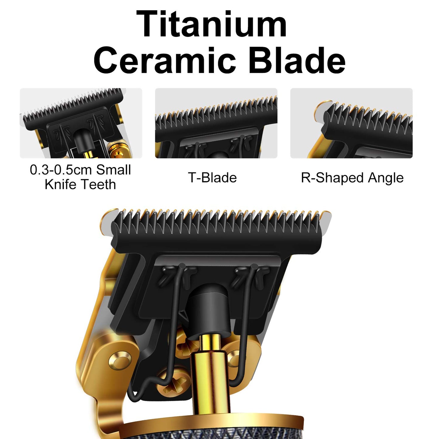 Hair Clippers for Men,Cordless Rechargeable Hair Trimmer Metal Body Cutting Grooming Kit Beard Shaver Barbershop Professional (Gold)