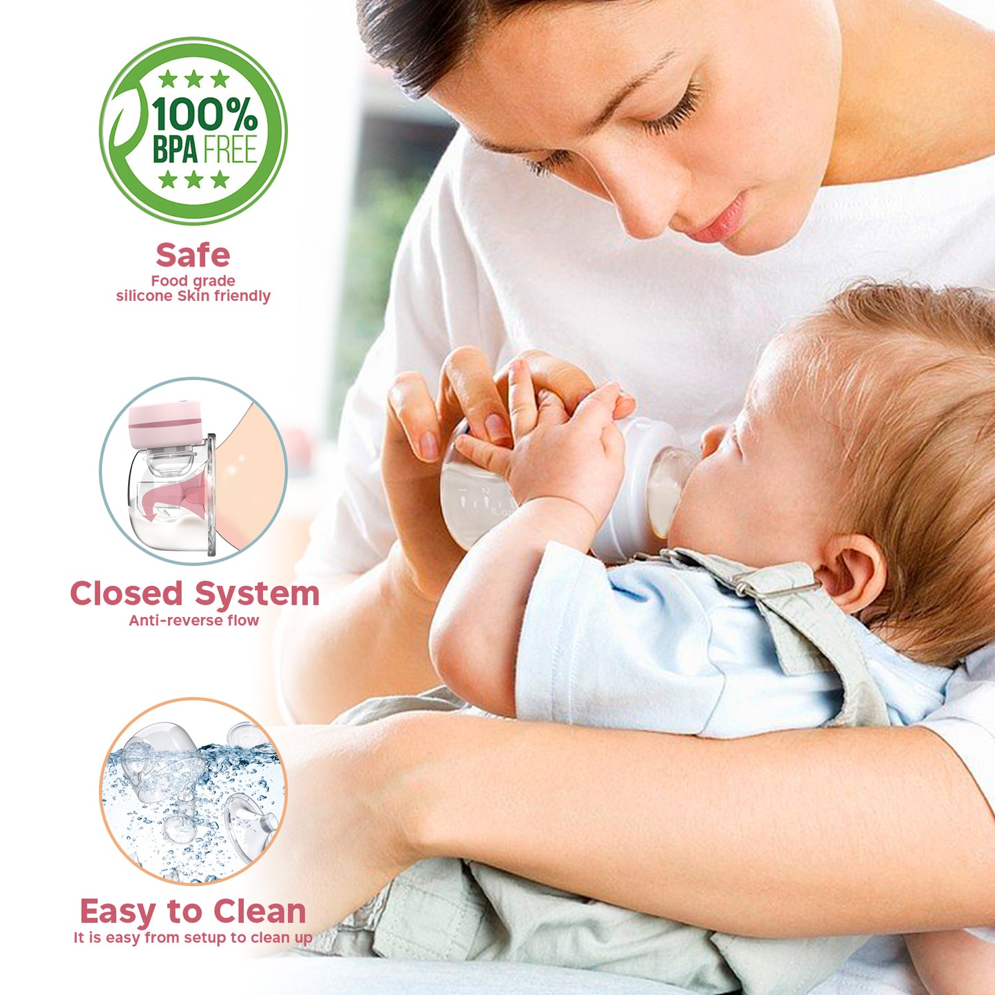 Portable Breast Pump Hands Free - Electric Wearable Yadala Breast Pump with 3 Mode & 9 Levels Low Noise & Painless with Massage 24mm