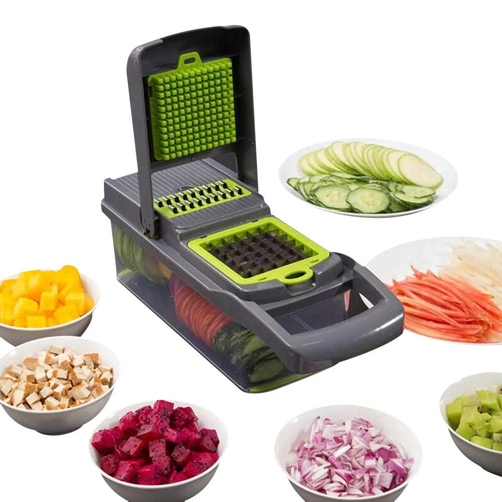 Vegetable Chopper Dicer Cutter Grater Egg Slicer Onion Chopper Multifunction 7 in 1 with Container