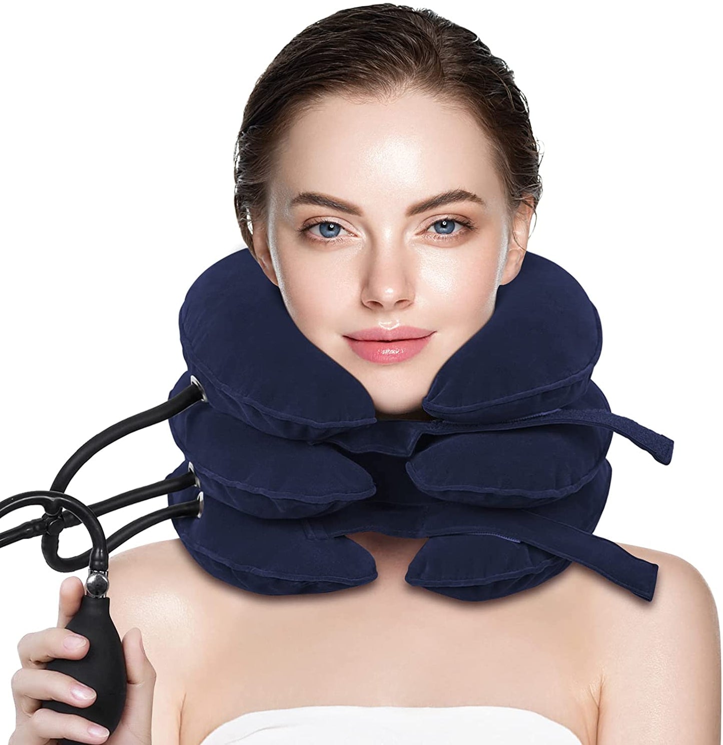 Cervical Neck Traction Device, Portable Neck Stretcher Neck Corrector Cervical Traction Provide Neck Support and Neck Pain Relief, Neck Traction Devices for Home Use Neck Decompression(Blue)