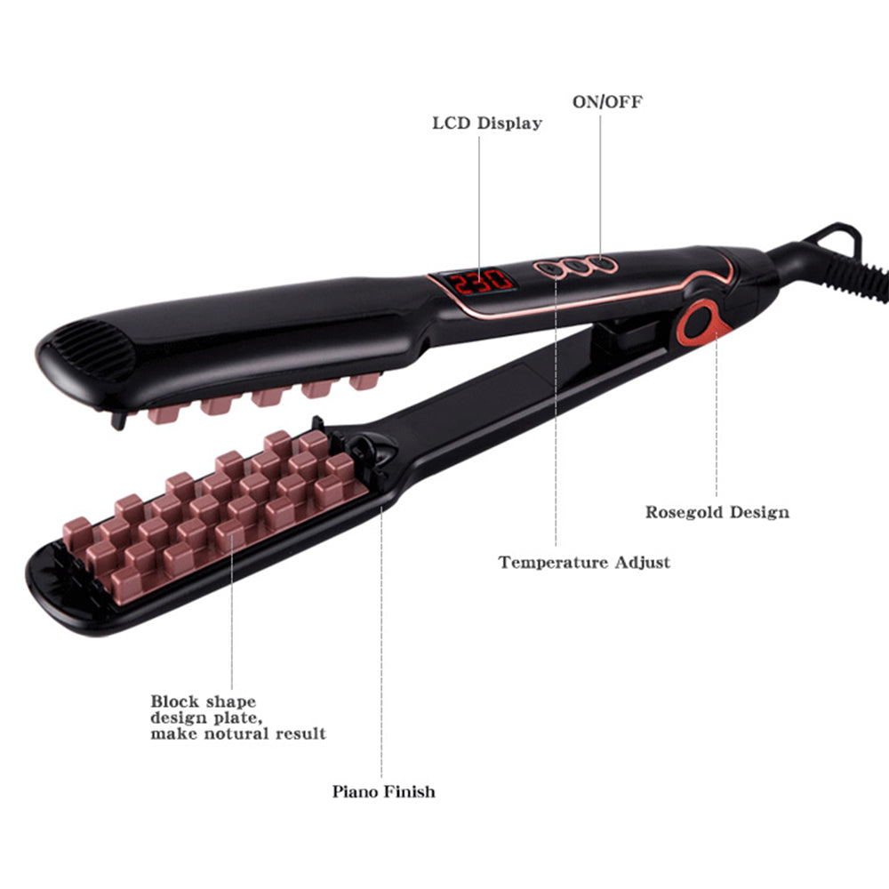 Elecsop Volumizing Hair Iron 2 in 1 Ceramic Tool Increase Hair Volume Straighteners Adjustable Temperature Lasting for All Hair Types Men Women