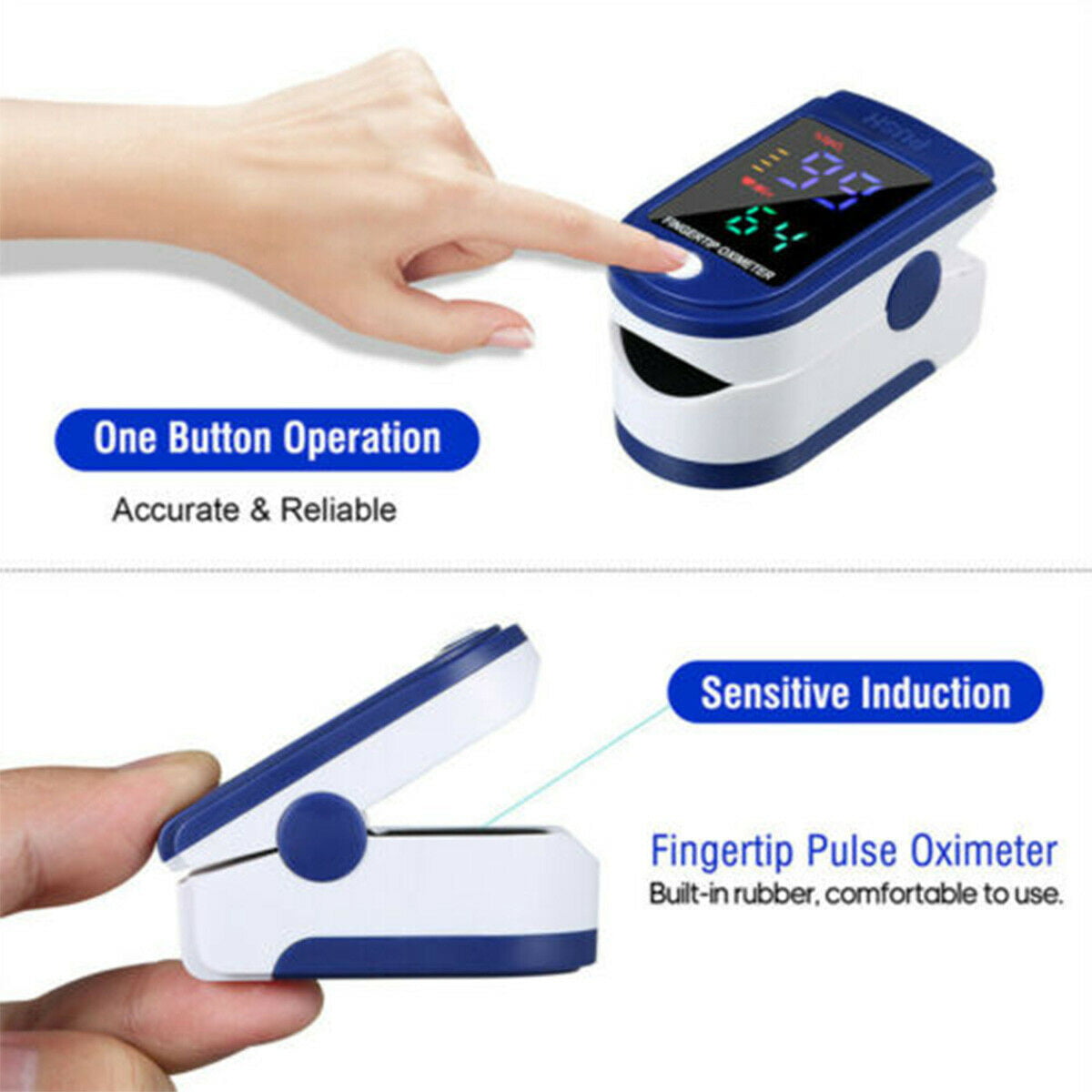 Finger Tip Pulse Oximeter Meter, SpO2 Heart Rate Pulse Oximeter Monitor Blood Oxygen Saturation