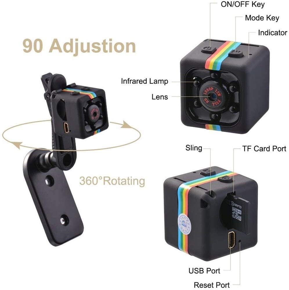 Mini Camera HD 1080P Babysitter Camera Sports Mini Camera Sports Camera Small Camera, Suitable for Home Office Driving Record Outdoor Sports, etc.