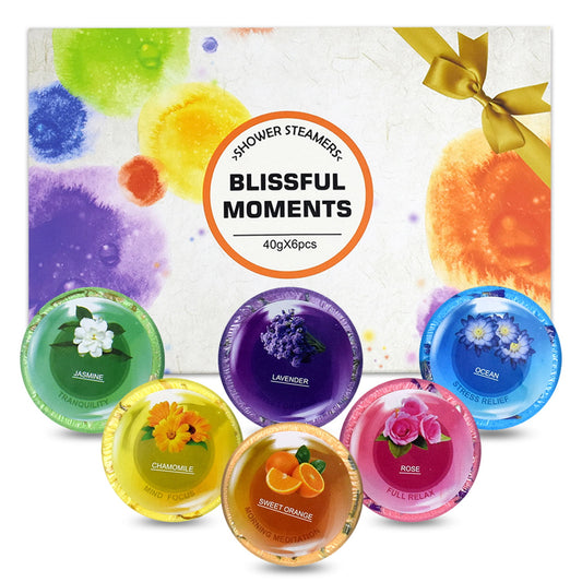 Elecsop Shower Steamers - Set of 6 Natural Organic Bath Bombs for Relaxation and Stress Relief