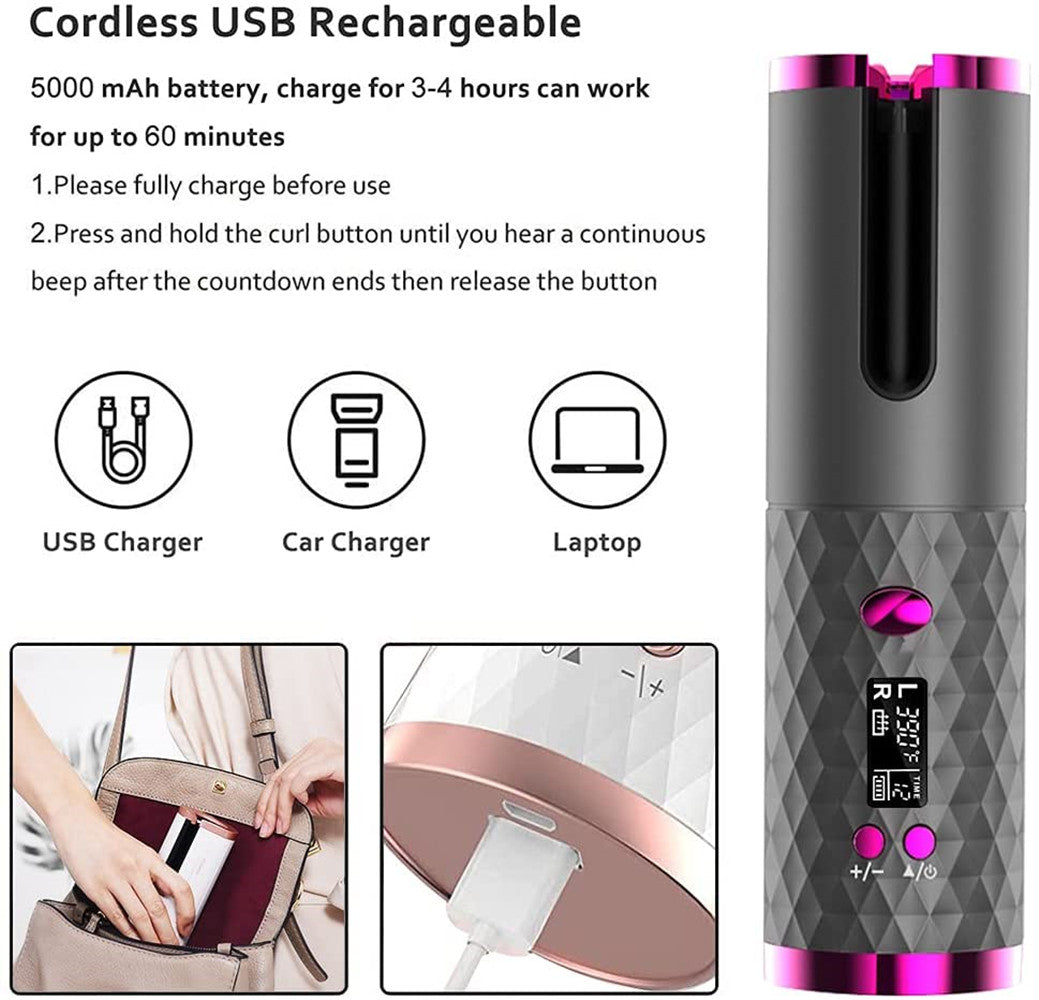 Elecsop Automatic Hair Curler Cordless Hair Curling Iron for Women