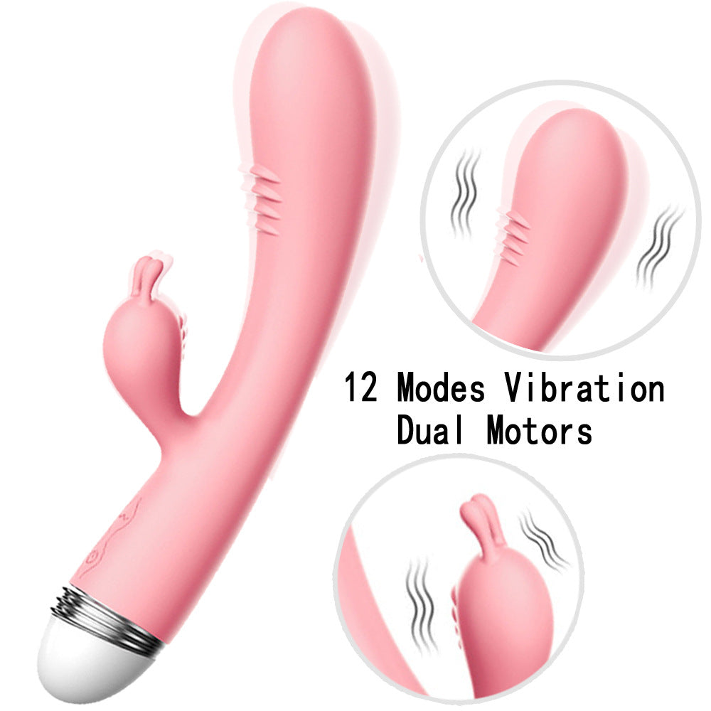 Powerful Rabbit Vibrator for G Spot Vaginal Stimulation with 12 Vibration, Waterproof Adult Sex Toys for Women and Couples ,Pink