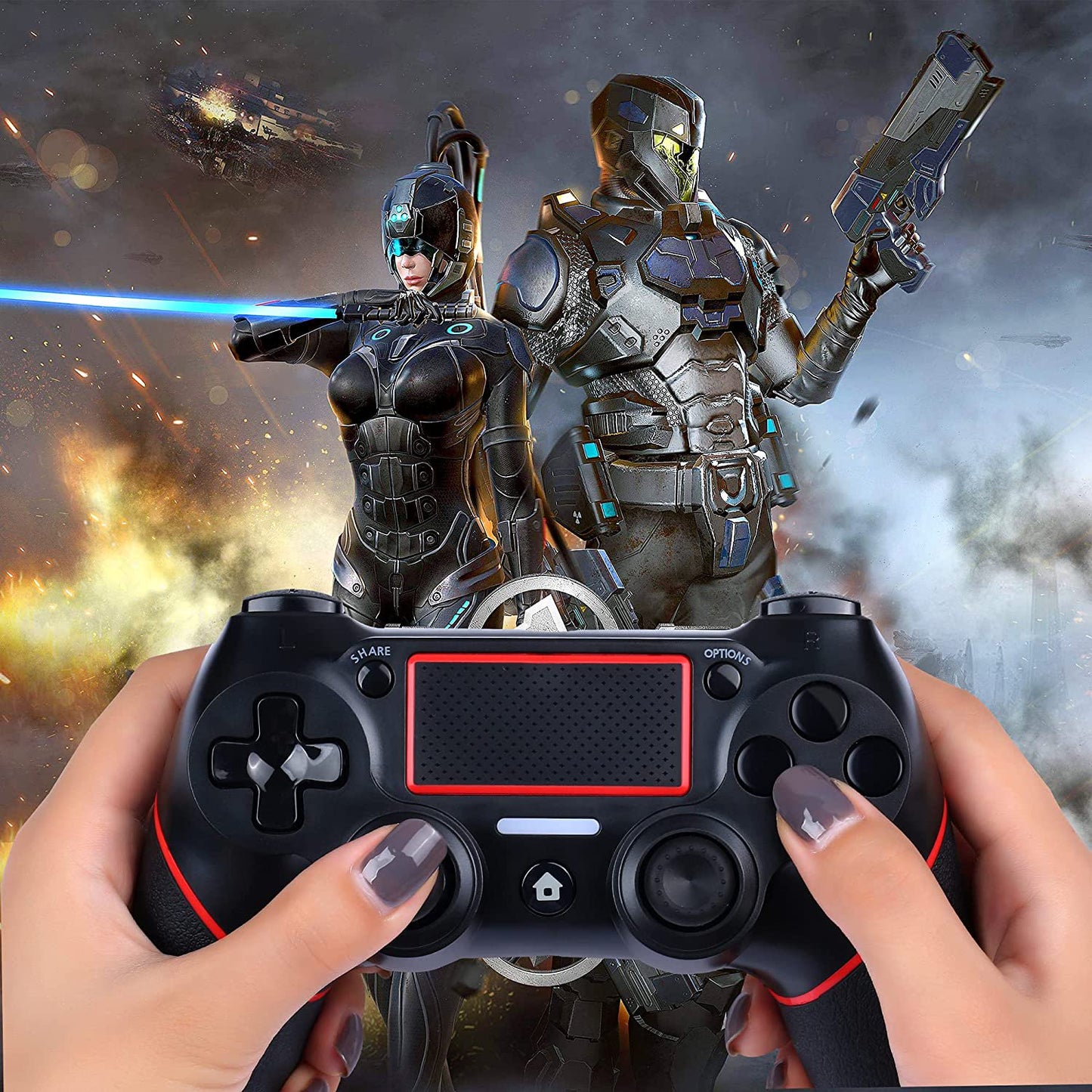 Wireless Game Controller for PS-4/Slim/Pro with LED Indicator Gamepad Remote Joystick