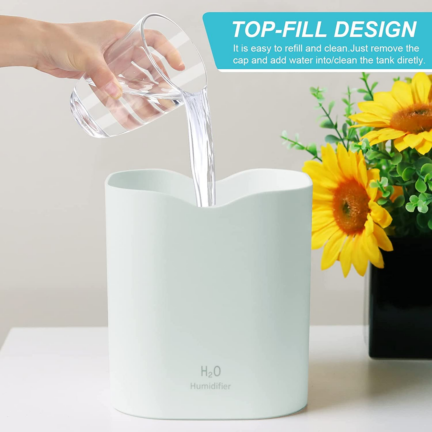 Humidifiers for Bedroom 2L Ultrasonic Humidifier  Cool Mist Humidifiers,Quiet Whisper Humidifier,Auto Shut-off  Ideal for Plants Home Office