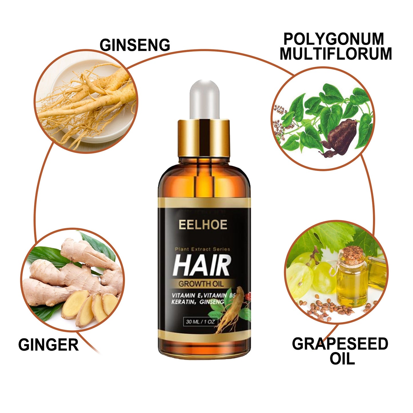 Elecsop Hair Growth Oil, Biotin Hair Growth Serum Hair Loss Treatment for Thicker Longer Healthier Hair, Promotes Hair Regrowth, Prevent Thinning Hair