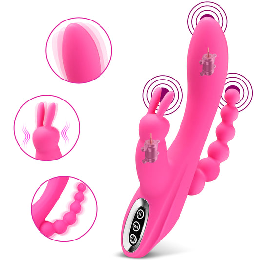 CENTEREL 3 In 1 Rabbit Vibrator Dildo Rechargeable Vibrator Clitoris Stimulator Silicone Sex Toys with 7 Powerful Vibration Modes G Spot Massager Adult Toys for Women