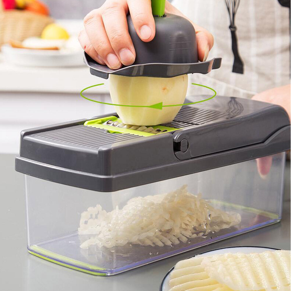 Vegetable Chopper Dicer Cutter Grater Egg Slicer Onion Chopper Multifunction 7 in 1 with Container