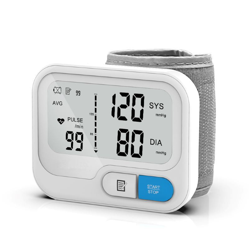 Blood Pressure Machine, Wrist Blood Pressure Monitor  Cuff with Large LCD Display, Automatic BP Monitor with Reading Memory Voice for Home Use