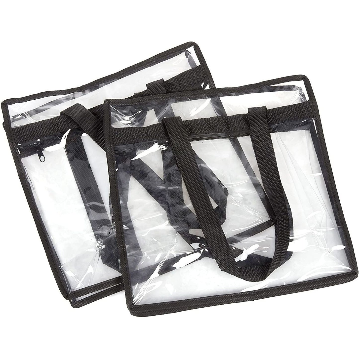 Clear Plastic Tote Bags for Concert, Transparent Shoulder Bag with Zipper, 12x12x6 in, Black