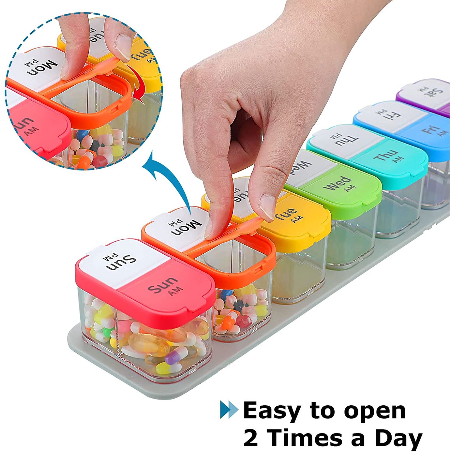 Extra Large Pill Organizer 7 Day XL Daily 2 Times a Day Pill Box 7 Day Am Pm Pill Case Jumbo Pill Container for Supplements Big Pill Holder Twice A Day Oversized Daily Medicine Organizer for Vitamins