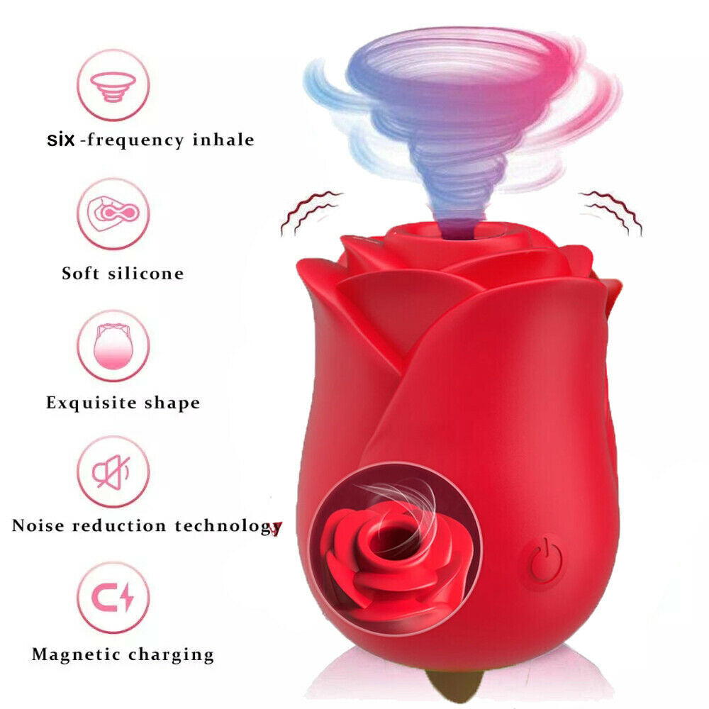 Rose Egg Vibrator Centerel Rose Shape Egg Vibrator Female Massager, Licking Sex Toys Clit G Spot Nipple Clitoris Stimulator Adult-Red