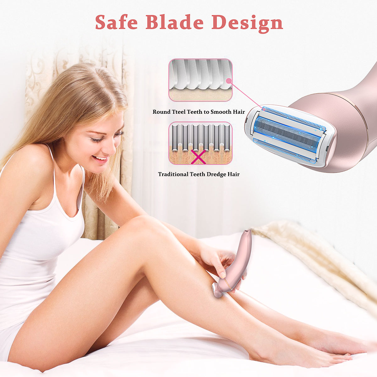 Cshid Epilator for Women, 2 in 1 Womens Electric Shaver IPX6 Waterproof Wet & Dry Lady Electric Razor, Female Painless Cordless Hair Removal USB Recharge for Legs Underarms Face Armpit Bikini Trimmer