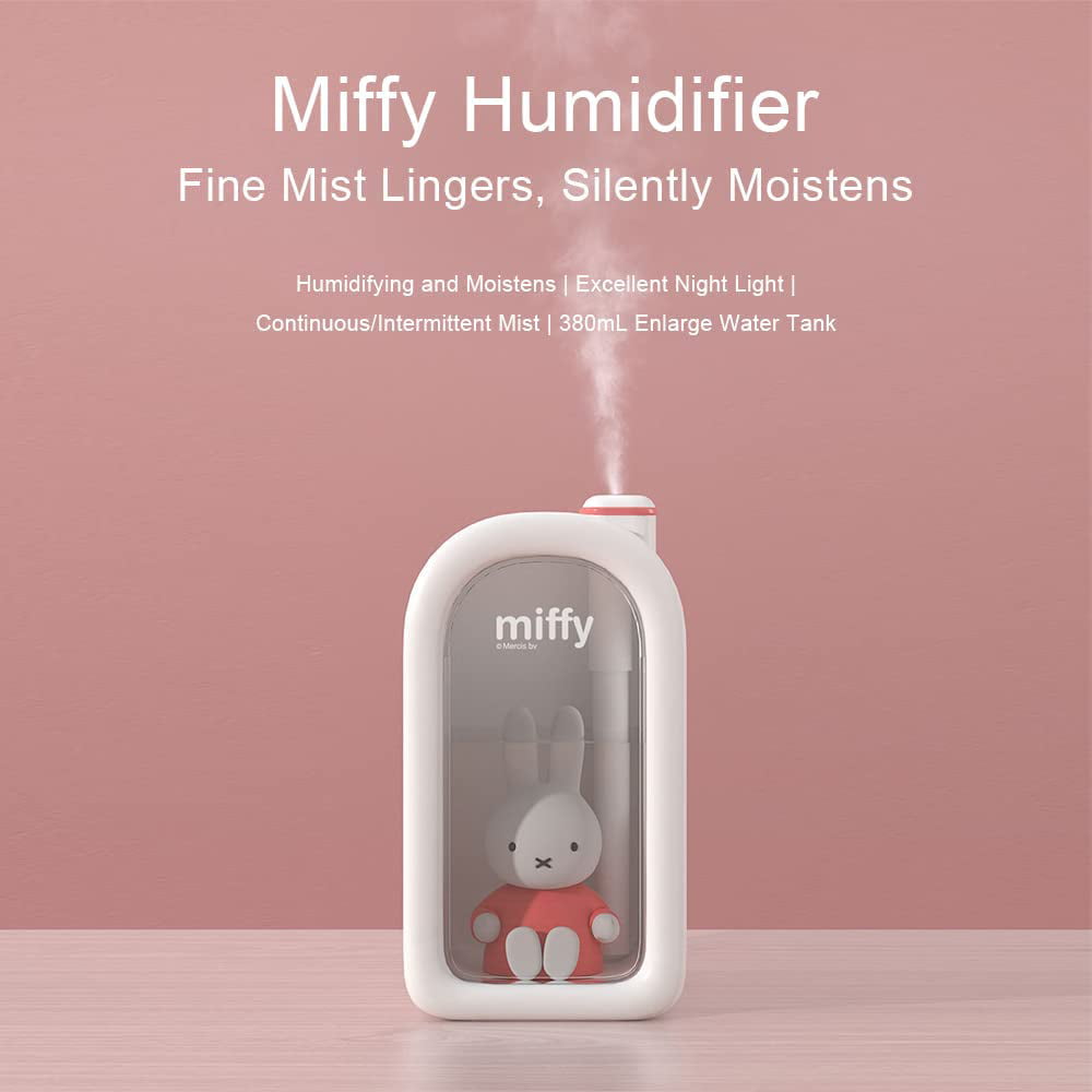 Miffy Cool Mist Humidifier - Ultrasonic Quiet Humidifiers, Miffy Humidifier Mini Cute Humidifier with Night Light, 380ml Cute Humidifiers for Bedroom/Babies Nursery/Office, Blue