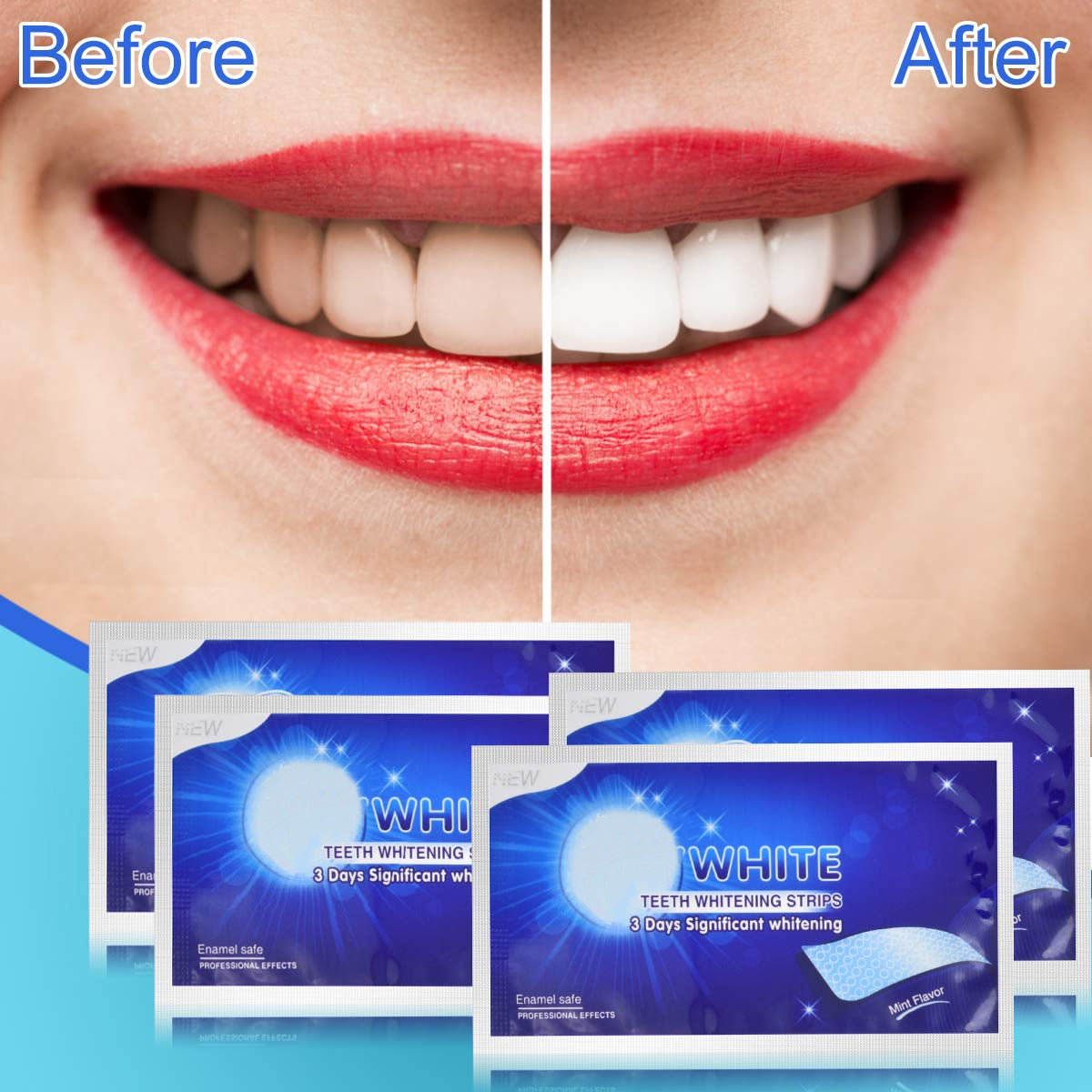 Instant Teeth Whitening Strips, 56 PCS Teeth Whitener Strips Teeth Whitening Kit for Removing Dirt, Fast Tooth Whitening with No Sensitivity, Teeth Bleaching No Need for Powder or Gel