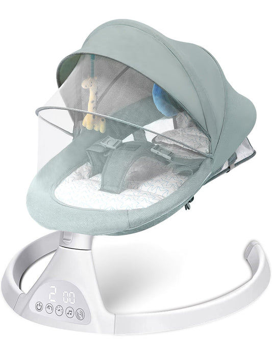 Baby Swing, Portable Bluetooth Baby Swing, Remote Control Baby Bouncer with 5-Speeds for Infants, Unisex, Green