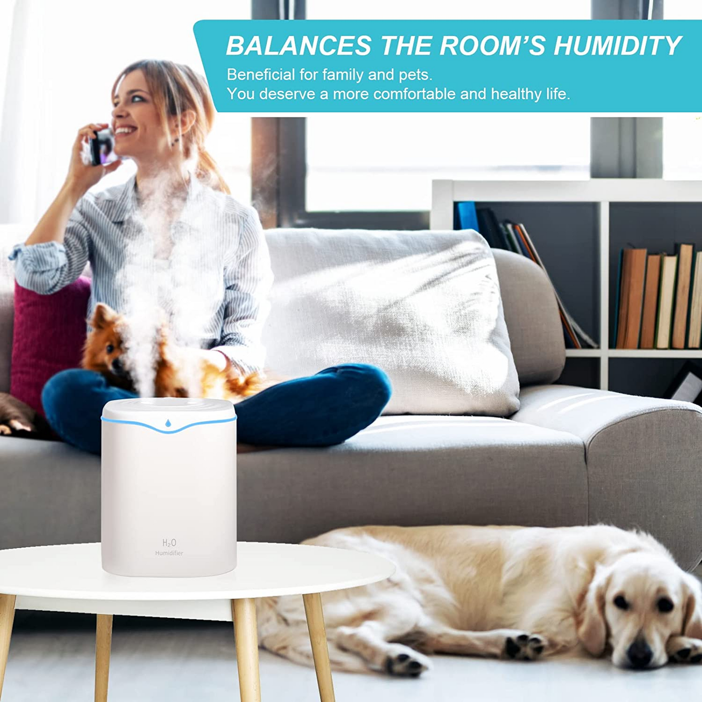 Humidifiers for Bedroom 2L Ultrasonic Humidifier  Cool Mist Humidifiers,Quiet Whisper Humidifier,Auto Shut-off  Ideal for Plants Home Office