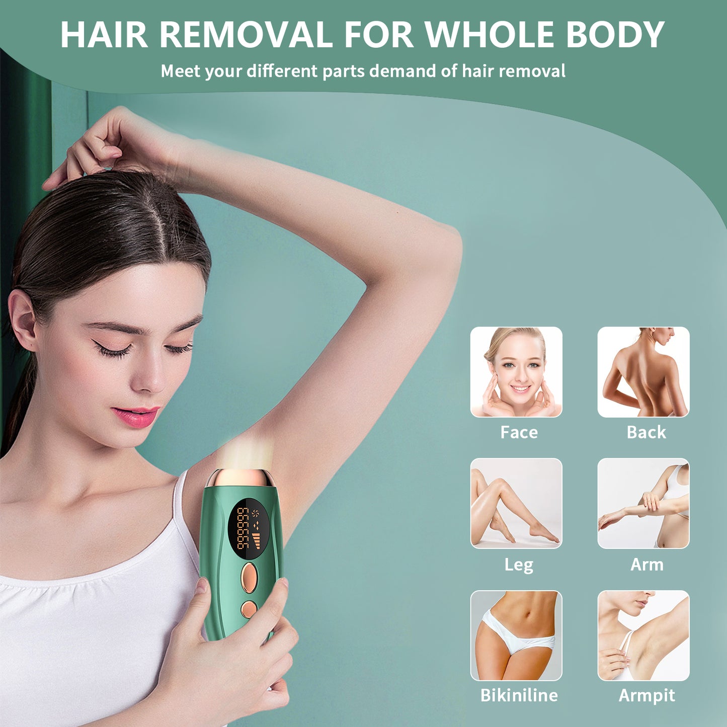 IPL Hair Removal for Women and Men, New Upgraded 999,900 Flashes Permanent Laser Hair Removal Device on Facial Legs Arms Armpits Body, At-Home Use(Dark Green)