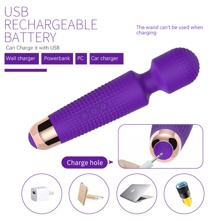 CENTEREL Wand Massager with 20 Vibration Modes 5 Speeds Waterproof Vibrator for Women and Couples-Purple