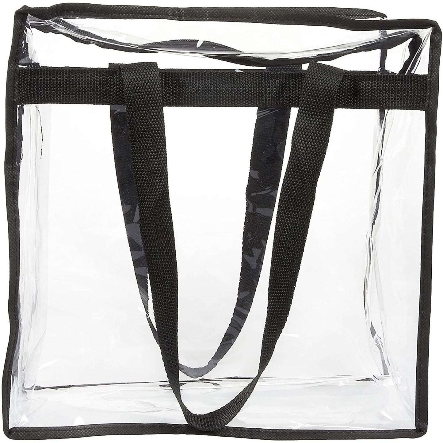 Clear Plastic Tote Bags for Concert, Transparent Shoulder Bag with Zipper, 12x12x6 in, Black