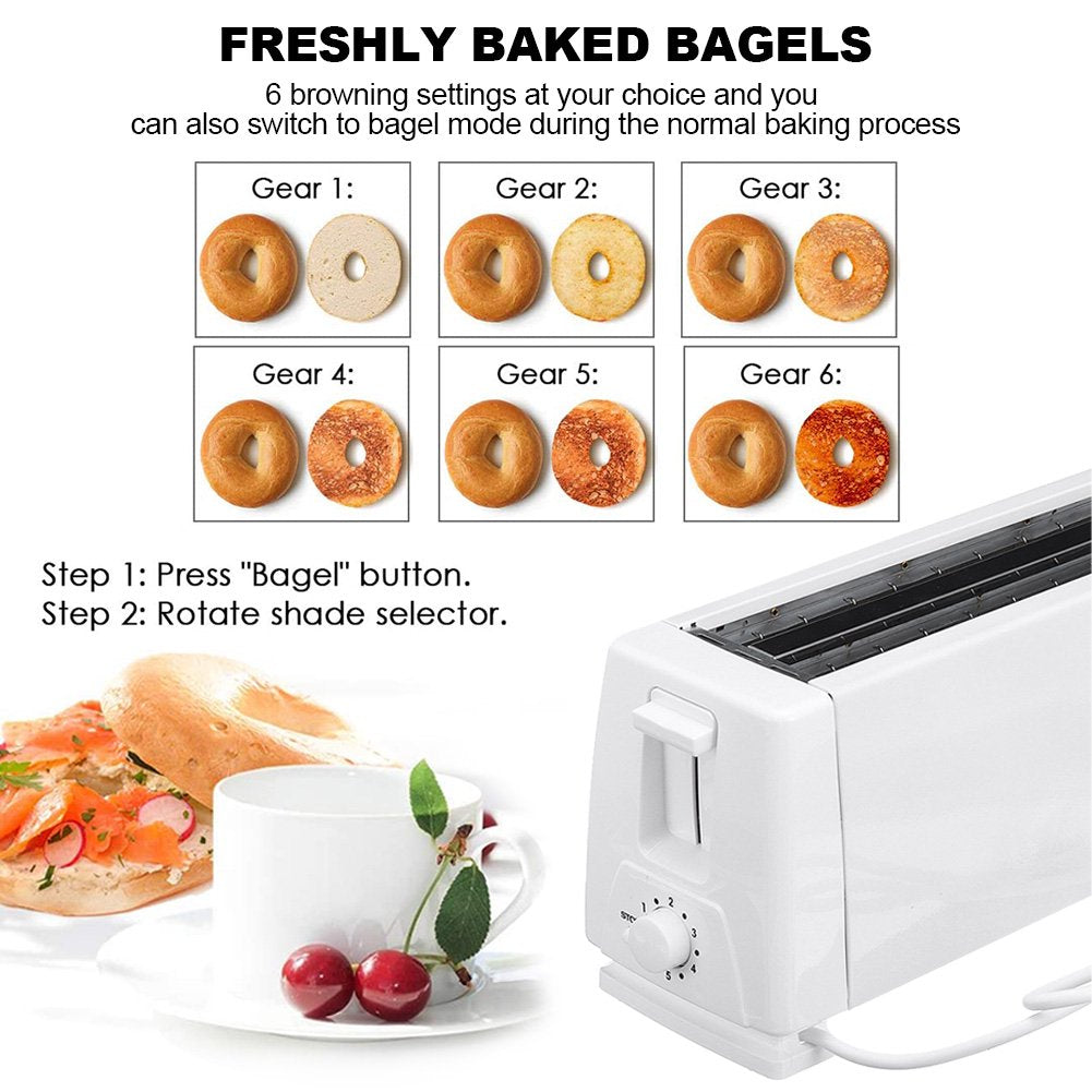 Toaster 4 Slice, Household Breakfast Toaster, 6-Shade Settings, Removable Crumb Tray Multi-Function Sandwich Toaster, 1300W