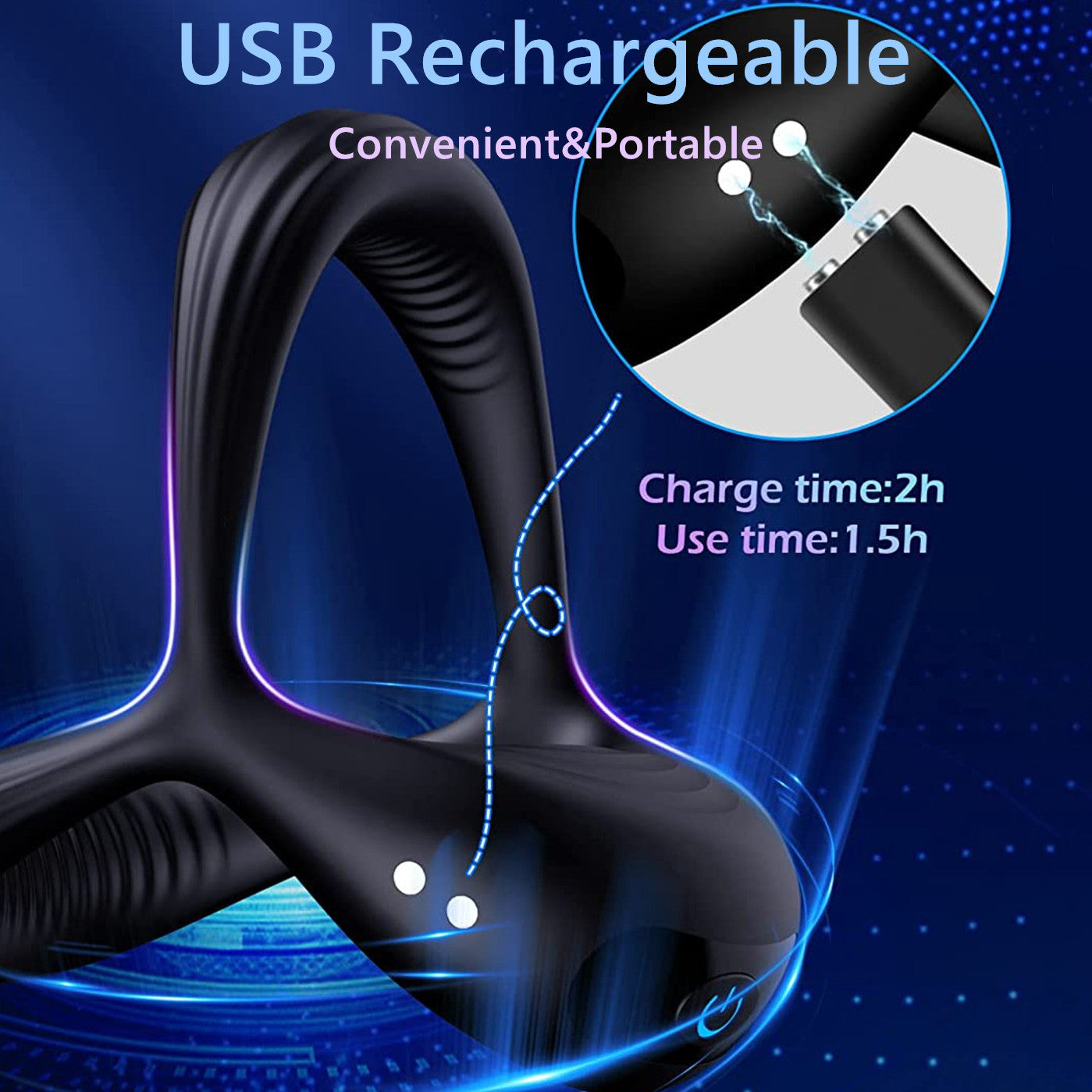 Vibrating Ring, Centerel Rechargable Silicone Stretchy Rings with 10 Intense Vibration Modes, Adult Sex Toys & Games