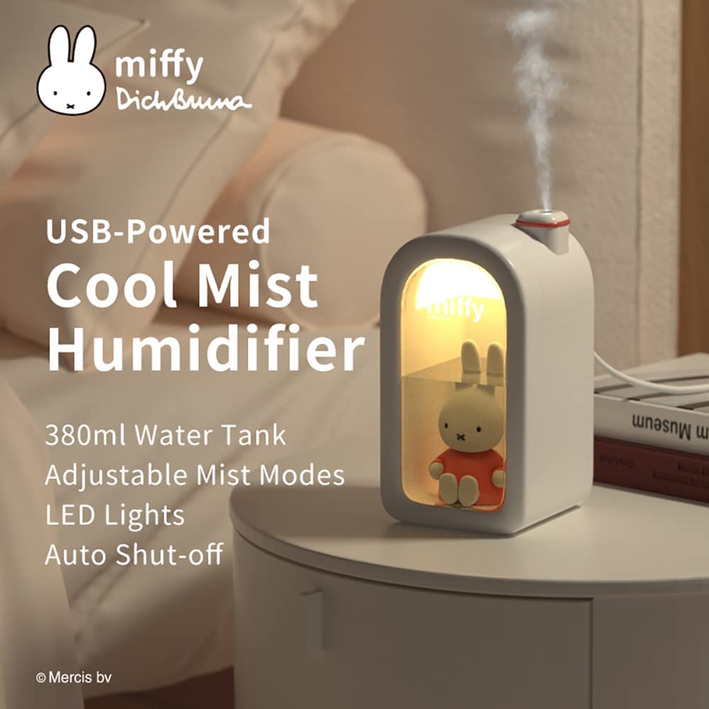 Miffy Cool Mist Humidifier - Ultrasonic Quiet Humidifiers, Miffy Humidifier Mini Cute Humidifier with Night Light, 380ml Cute Humidifiers for Bedroom/Babies Nursery/Office, Blue