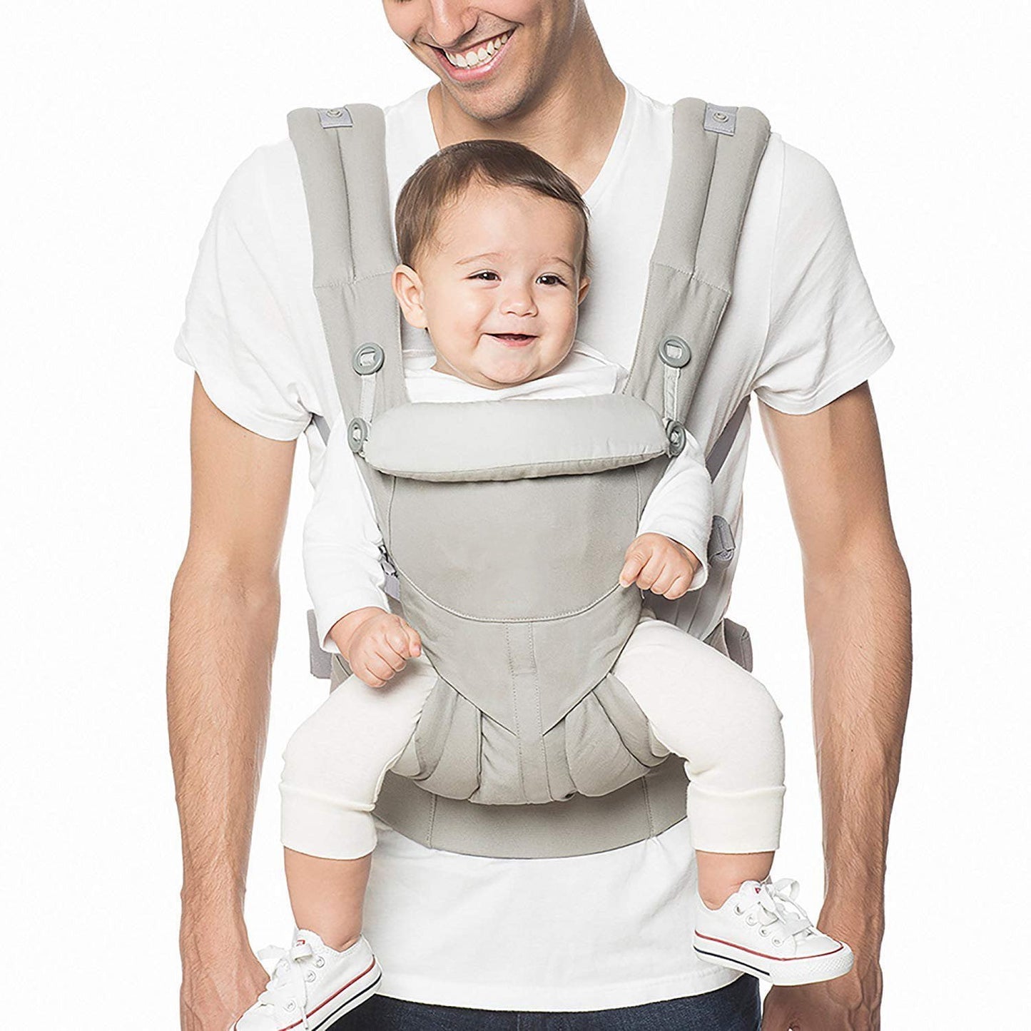 YADALA Omni 360 All-Position Baby Carrier for Newborn to Toddler with Lumbar Support (7-45 Pounds), Pearl Grey