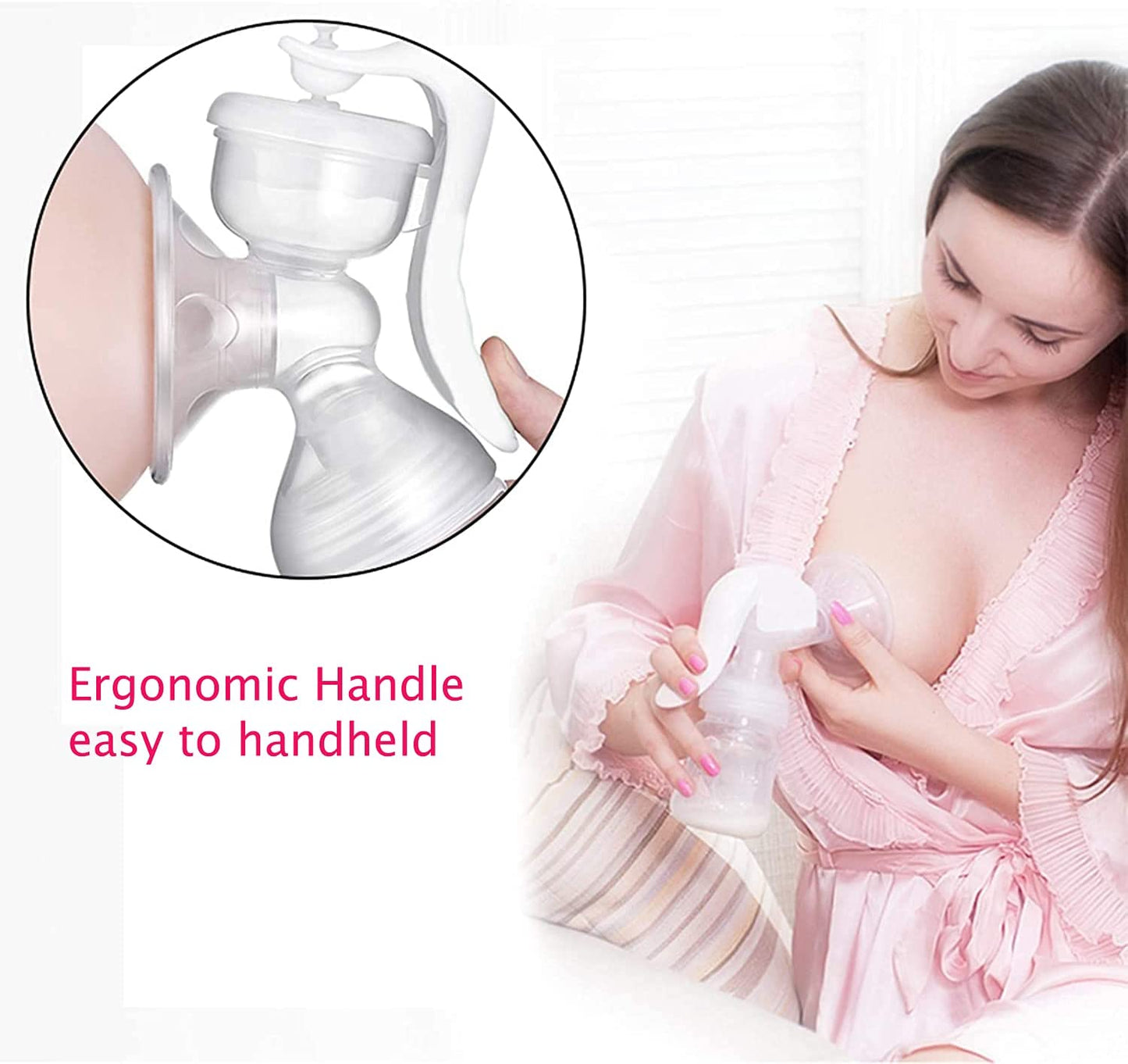 Yadala Manual Breast Pump, Portable Manual Postpartum Breast Pump Breastfeeding, Baby Feeding Pumps & Accessories, White