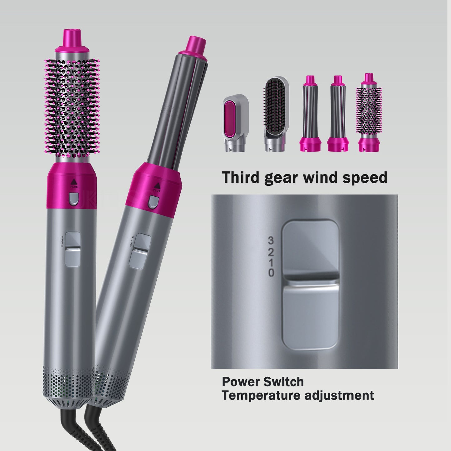 Elecsop 5 in 1 Hair Dryer Blower Brush Hairdryer Hair Curler Curling Iron Detachable Hair Airwrap Styler Electric Hair Comb Rotating Hot Air Brush for All Hairstyle