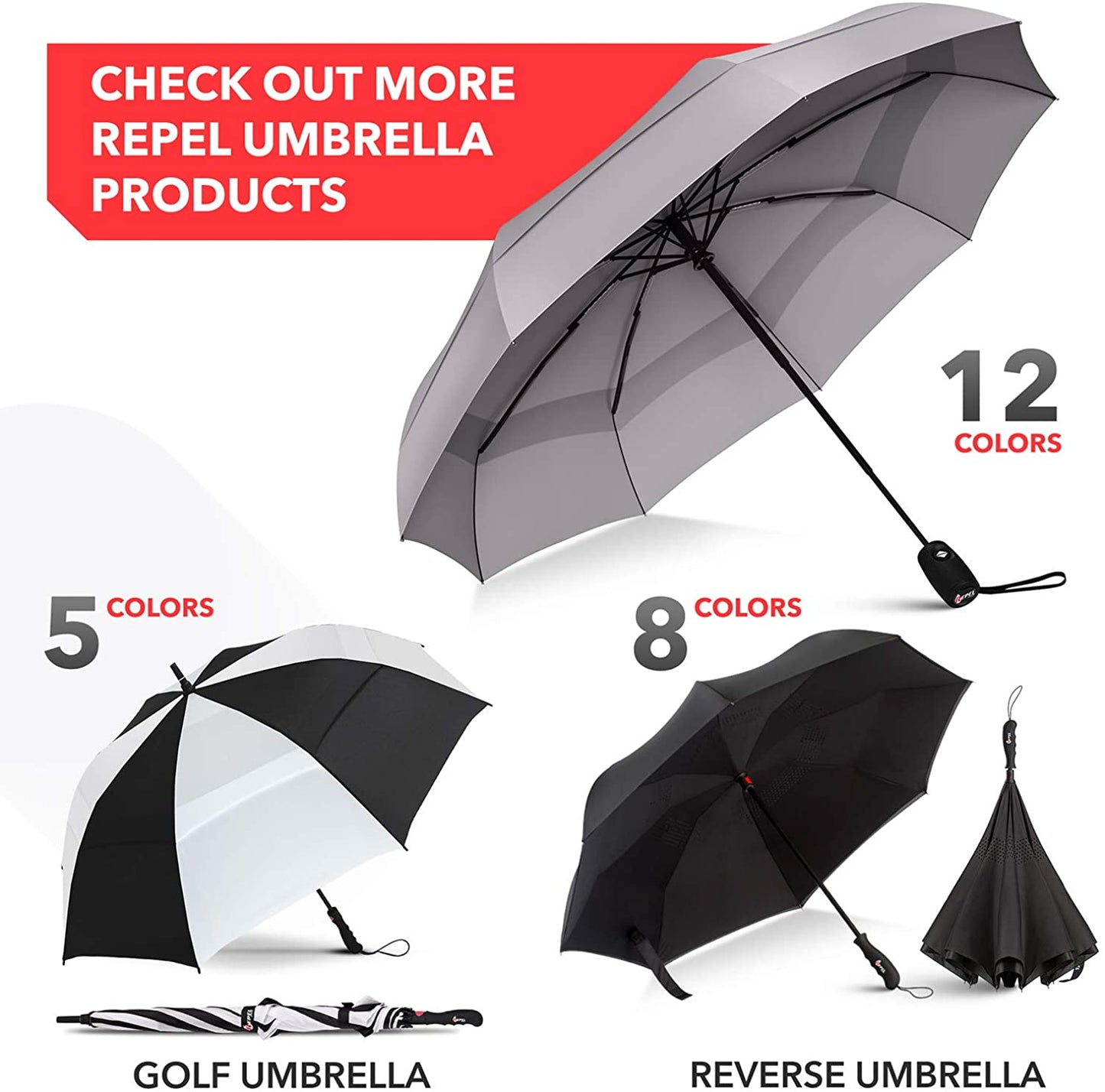 Repel Umbrella Windproof Travel Umbrella - Wind Resistant, Small - Compact, Light, Automatic, Strong, Mini, Folding and Portable - Backpack, Car, Purse Umbrellas for Rain - Men and Women