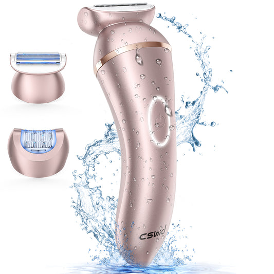 Cshid Epilator for Women, 2 in 1 Womens Electric Shaver IPX6 Waterproof Wet & Dry Lady Electric Razor, Female Painless Cordless Hair Removal USB Recharge for Legs Underarms Face Armpit Bikini Trimmer