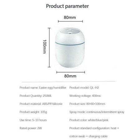 Mini Humidifier, Portable Small Cool Mist Humidifier, USB Personal Desktop Vaporizer, Night Light Function, Super Quiet for Car, Office, Home, Bedroom, Baby Room, Travel