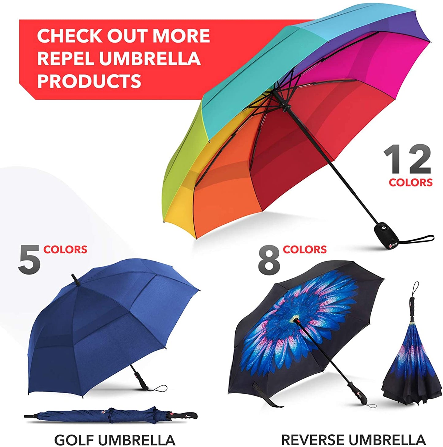 Repel Umbrella Windproof Travel Umbrella - Wind Resistant, Small - Compact, Light, Automatic, Strong, Mini, Folding and Portable - Backpack, Car, Purse Umbrellas for Rain - Men and Women