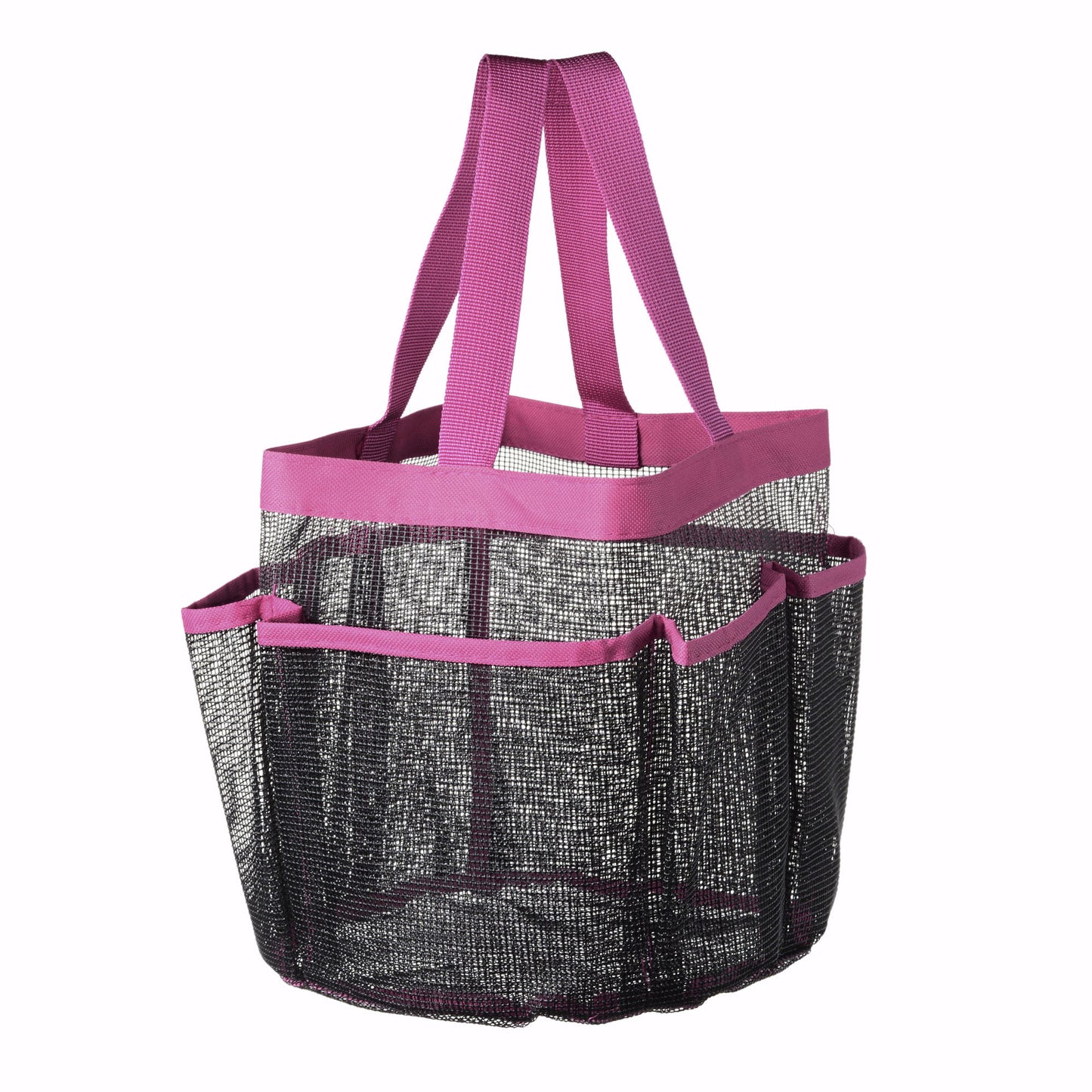 Mesh Shower Caddy with 8 Pockets, Quick Dry Shower Carry Tote, Bathroom Storage Bag, Pink