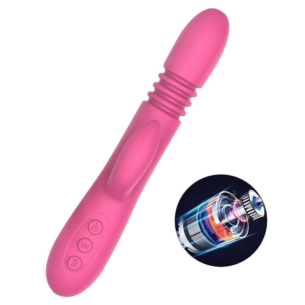 Thrusting Rabbit Vibrator for Women G-Spot Stimulating Sex Toy Centerel Vibrator with 10 Powerful Vibrations and 10 Stretch Modes and Heating