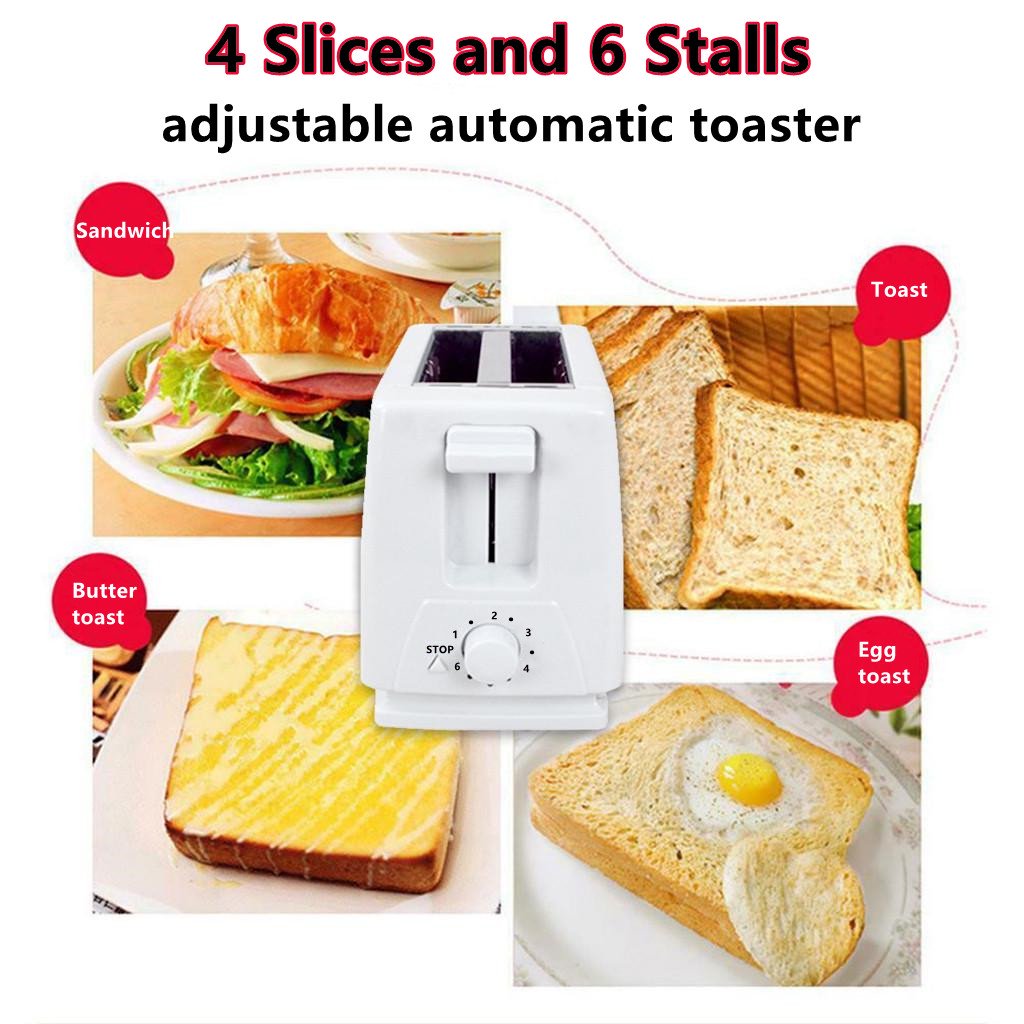 Toaster 4 Slice, Household Breakfast Toaster, 6-Shade Settings, Removable Crumb Tray Multi-Function Sandwich Toaster, 1300W