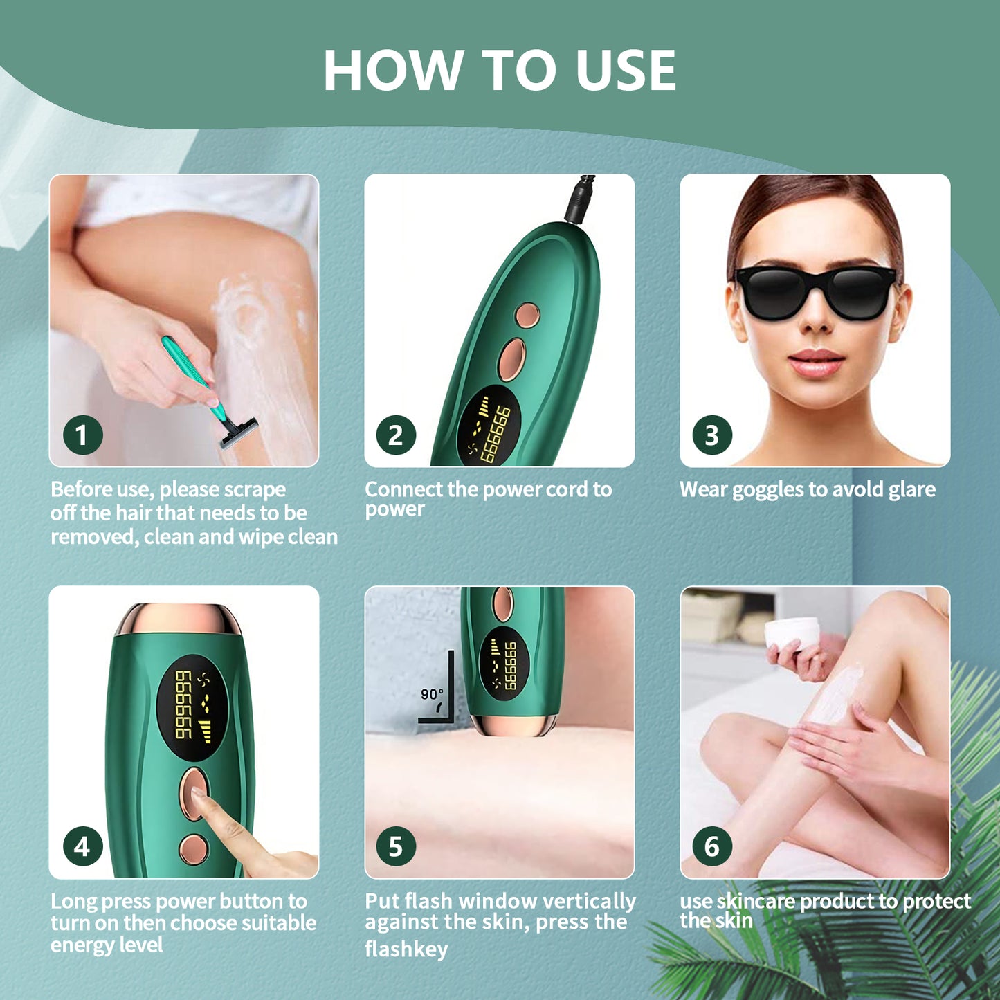 IPL Hair Removal for Women and Men, New Upgraded 999,900 Flashes Permanent Laser Hair Removal Device on Facial Legs Arms Armpits Body, At-Home Use(Dark Green)