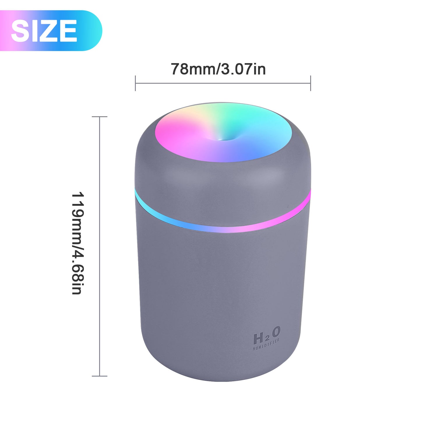 Portable Mini Humidifier, 300 ml Small Cool Mist Humidifiers with Night Light, USB Auto Shut-Off 2 Mist Modes Quiet Air Humidifier for Baby Office Home Travel Car Desk