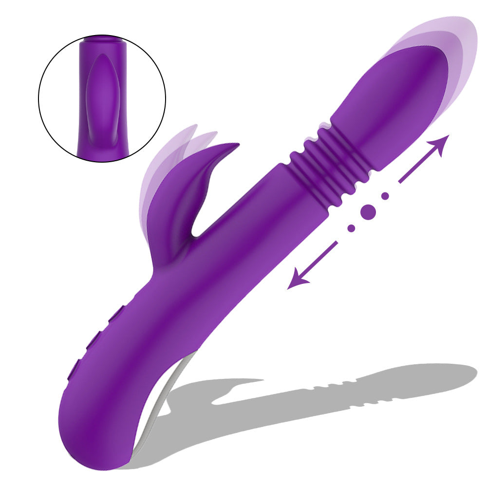 Thrusting Rabbit Vibrator for Women G-Spot Stimulating Sex Toy Centerel Vibrator with 10 Powerful Vibrations and 10 Stretch Modes and Heating