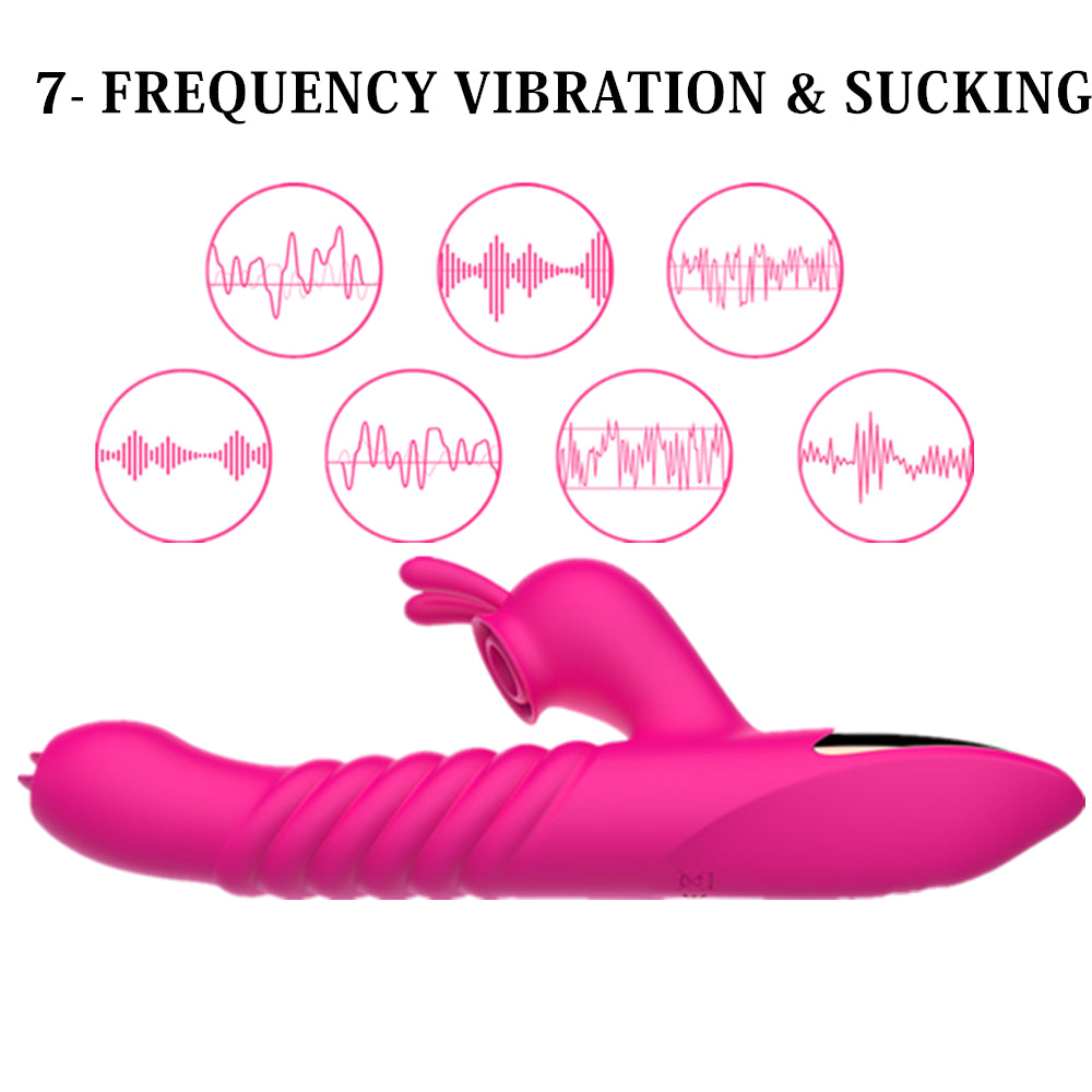 Centerel Rabbit Vibrator Sex Toys with Vibrating Sucking Licking & Telescoping Function for G-Spot Stimulation Vibrator for Women